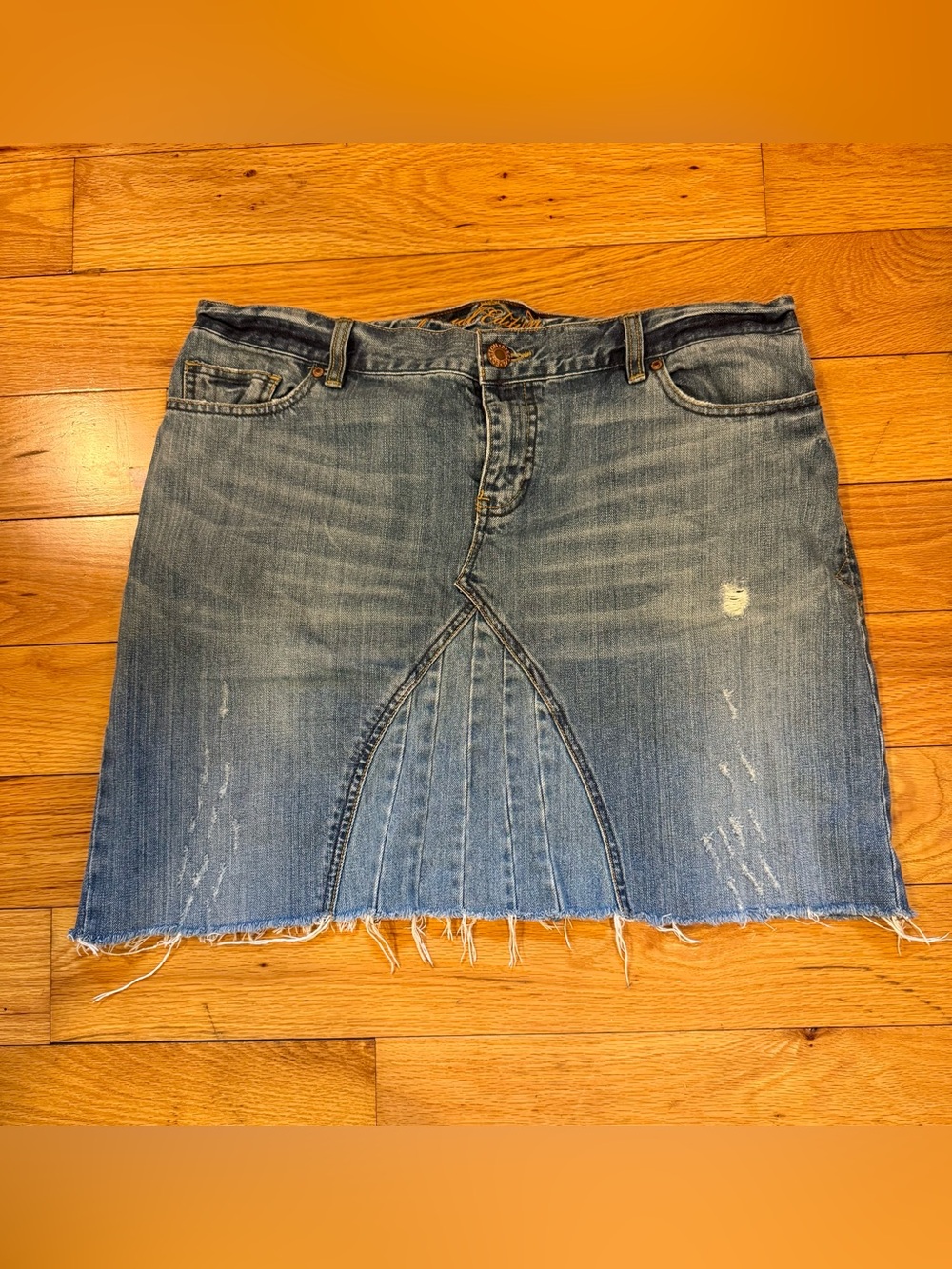 Old Navy Light Blue Denim Mini Skirt with Front Pleat